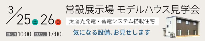【終了しました】3月25日、26日 新築建売住宅内覧会とモデルハウス見学会 同時開催です！